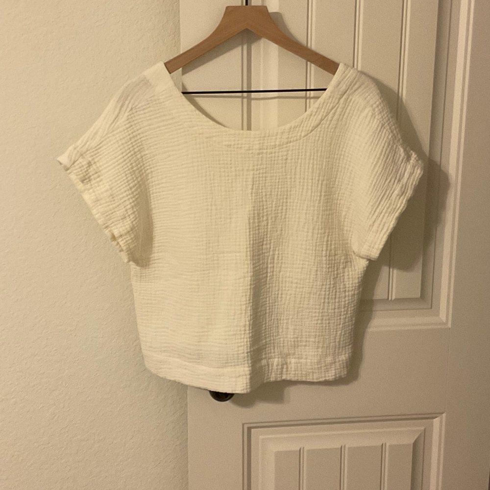 Madewell Cream Short Sleeve Top